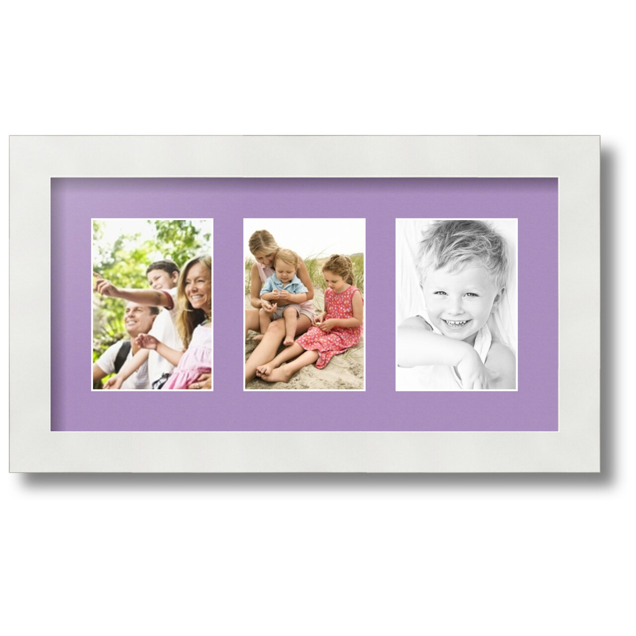 ArtToFrames Collage Photo Picture Frame with 3 - 3.5x5 inch Openings, Framed in White with Over 62 Mat Color Options and Regular Glass (CSM-3966-29)